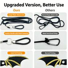 1 Set Harness & Tali Reptil Sayap Kelelawar, S/M/L 3 Ukuran Dapat Disesuaikan, Tali Jalan Kadal PU Lembut Anti Lepas, Panjang 2,2m, Tali Nilon Tahan Gigitan dengan Lingkaran Pergelangan Tangan, Cocok untuk Reptil Kecil, Pola Hitam & Emas - MultiWarna - View 10