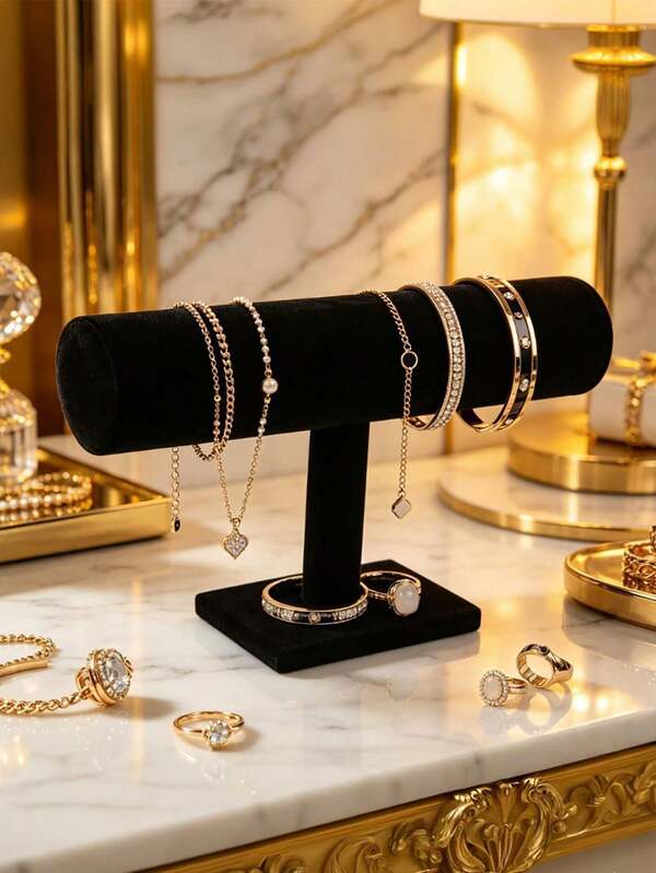 1pc, T-Shaped Display Stand, Specially Designed For Bracelets, Bangles, Watches And Other Jewelry. Soft And Delicate Surface, Not Only Anti-Slip And Anti-Scratch
