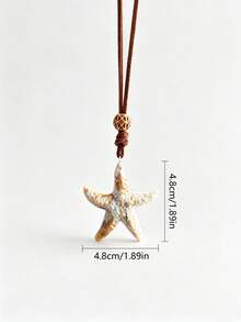 1pc Ocean Style Starfish Car Rearview Mirror Hanging Ornament, Realistic Resin Starfish Pendant Car Interior Decoration - A - View 4