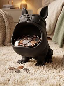 Desktop Dog Coin Storage Ornament, Large Capacity Coin Bank, Functional Home Decor, Cute Pet Cartoon Figurine, Living Room Entryway Office Desk Organizer, Birthday Holiday Gift - View 4