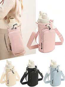 Water Bottle Carrier Bag With Pocket Multi-Purpose Water Cup Pouch Travel Packing Backpack For Travel Outings Back To School Essential Accessories - Multicolor - View 2