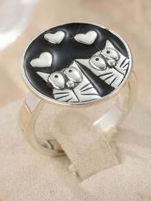 DIYCCPC Cute Cat Ring, A Fashionable And Creative Cat-Shaped Finger Ring, Suitable For Women To Wear, Can Be Used As A Gift For Girls' Gatherings, Bohemian Style. - Two-color - View 9