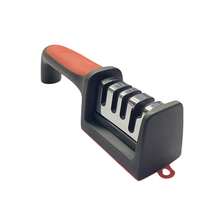 1pc 3-Step Kitchen Sharpening Stone Ceramic Knife Sharpener Tool Boxed Set - Black and Red - View 13