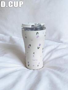1pc 380ml Purple Mist Tulip Pattern Double-Wall Stainless Steel Insulated Cup, Direct Drinking Mouth, Water Cup, Coffee Cup, Tea Cup, Suitable For Home, Party, School, Outdoor, Travel And Other Occasions, Valentine's Day Gift, Mother's Day Gift, Back To School, Graduation Season, Birthday Gift - Multicolor - View 12