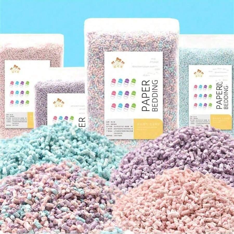 500g 彩色紙顆粒倉鼠墊料,吸水除臭、防潮保暖,適合冬季使用 - 查看 1