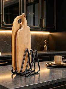 Cutting Board Storage Box, Triangular Cutting Board Rack, Black Metal Cutting Board Holder, Pot Lid Storage Rack, Suitable For Cabinet Countertop - Multicolor - View 3