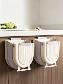 7L Foldable Hanging Kitchen Waste Bin, Cabinet Door Mount Trash Can With Scraper, Wall Mount Compost Bin For Food Waste, Space-Saving Under Sink Garbage Bin, Multi Colors Available - Multiple Specifications - View 3
