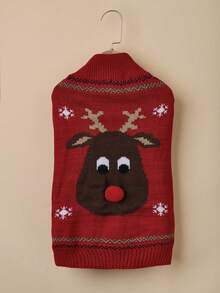 Christmas Pet Clothes Red Nose Reindeer Pet Sweater Poodle Teddy Small Medium Large Dog Sweater - Red - View 7