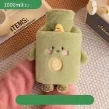 1000ml 熱水袋，內層 PVC 內襯，可攜式可拆卸手腳保暖袋，可愛毛絨印花，快速加熱且保溫持久 - 1000ml暖水袋 - 查看 10