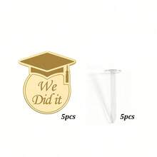 5 Set/10 Set Hiasan Kue Cupcake Cermin Emas untuk Wisuda, Selamat Wisuda 2026, Dekorasi Kue Pesta Wisuda - MultiWarna - View 15