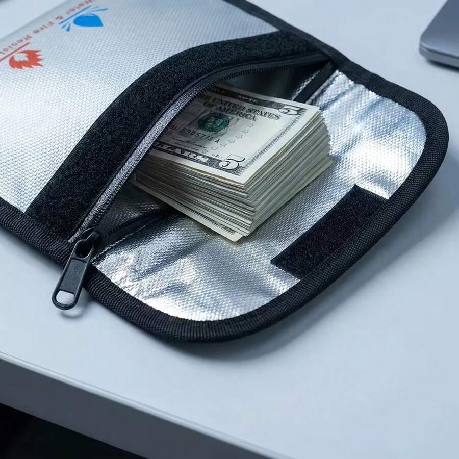 1pc Small Fireproof Storage Bag, Non-Irritating Document Organizer For Cash, Important Papers, Valuables, Passports, Currency, Keys, Travel Essentials And Home Security
