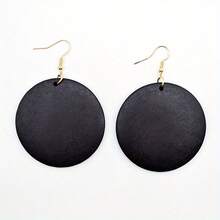 1 Pair Vintage Exaggerated Round Wooden Pendant Earrings - Geometry - View 13