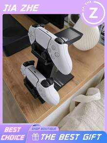3-In-1 Universal Game Controller & Headset Stand, Holds 2 Controllers And 1 Headset At The Same Time. Space-Saving Desktop Storage Rack, Sturdy Construction. Ideal For Gamers, Perfect For Gaming Workspace, Game Room Decor And Daily Use. - Multicolor - View 4