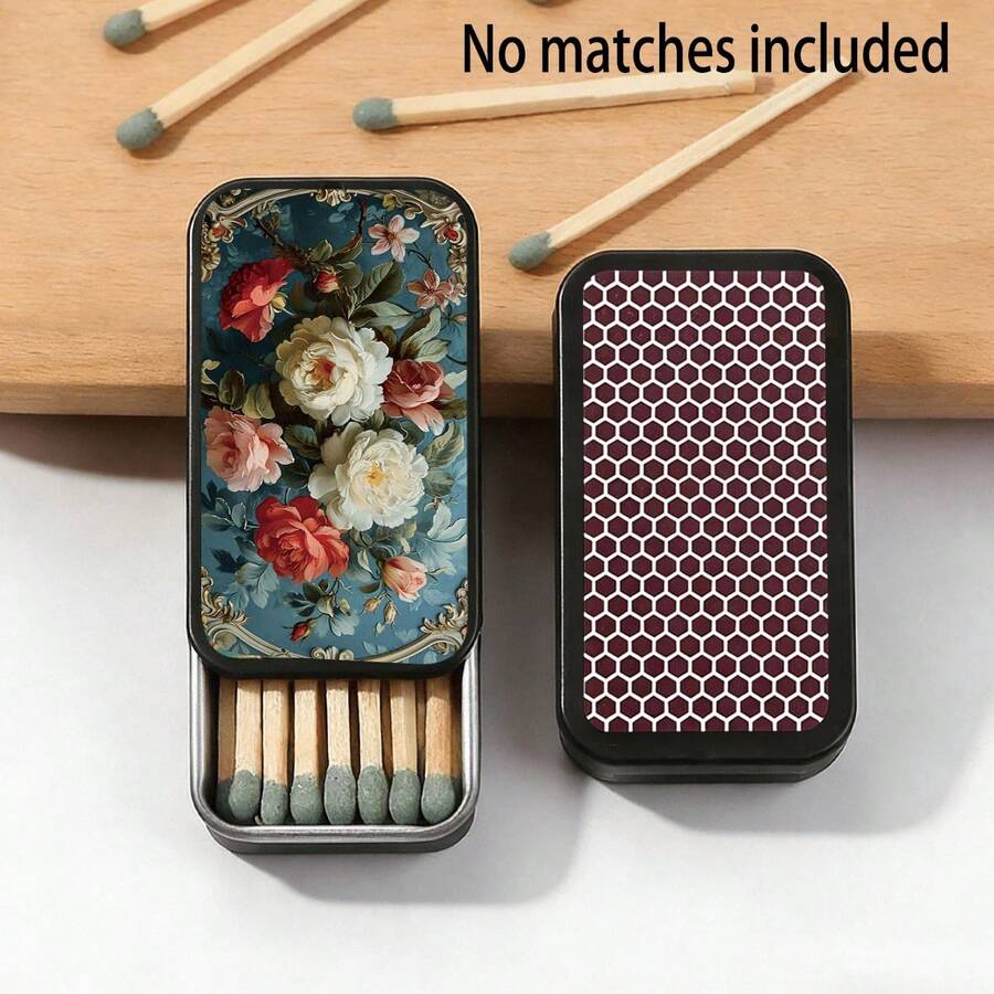 1pc Vintage Palace Floral Pattern Matchbox (Matches Not Included) Sliding Lid Palm-Sized Portable Storage Box, Perfect Gift For Valentine's Day, Mother's Day, Birthday - View 1