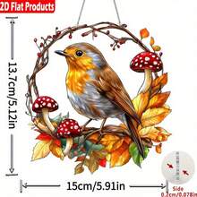 2D Plano, 1 Peça Pássaro Apanhador de Sol, Decoração de Janela Acrílica Pendurada, Decoração de Jardim Acrílica com Tema de Animal, Decoração de Casa e Janela para Aniversário e Festival, Presente Ideal para Família e Amigos, Decoração de Pássaro - Multicolorido - Visão 6