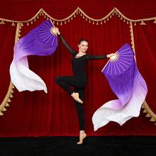 2pcs 150cm/59.05in  White And Blue Gradient Dance Long Floating Fan Imitation Of Silk Classical Dance Long Silk Fan Stage Performance Hanfu Photography Left And Right Hand Performance Fan - Multicolor - View 15