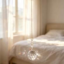 Transparent Water Drop Crystal Prism Light Catcher Ornament, Gold Chain Octagonal Crystal Beads, Bedroom Balcony Indoor Hanging Decor, DIY Decoration - Two Octagonal Beads - View 2