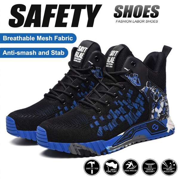 Lightweight Comfortable Steel Toe Sneakers For Women Men Impact Resistant Work Shoes Industrial Safety Shoes Resistant Durable Construction Footwear