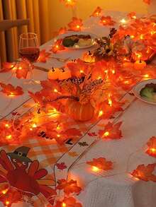 1pc Halloween Maple Leaf Light String, Maple Leaf LED Fairy Light, Indoor Festival Party Decoration, Maple Leaf Wall Hanging Light, Battery Powered,Fall Maple Leaf LED Light,Halloween Supplies,Artificial Maple Leaf - Huang Guang - View 7