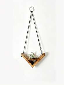 Estanterías colgantes de cuerda, estanterías de plantación de madera rural, estanterías de almacenamiento colgantes, decoraciones de pared creativas de madera - Ver 8