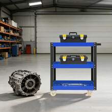 YUNRUX 3-Tier Heavy-Duty Workshop Trolley 34.23*15.35*38.88in Steel Utility Cart - Blue - View 9