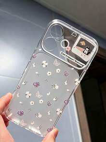 1pc Fashion Fresh Floral Butterfly Pattern Transparent Matte Full Coverage Soft Phone Case, With Small Frame Cat Print Design, Suitable For IPhone18/18Pro/18promax/17Promax/17Pro/17/16/15/14/13/15 Pro Max/14/15/16 Plus And Other Models, Ins Style New Phone Protective Cover - Clear - View 2