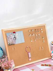 1pc Wall-Mounted Cork Board/Message Board/Photo Background Wall Panel, 3 Sizes Available - 23.62*15.75/15.75*11.81/11.81*7.87 Inches, Single-Sided Hanging Cork Board, Photo Decoration Board, Display Board With Wooden Frame, For Office Decoration Notes And Messages/Room And Bedroom Background Decoration/College Dormitory Memo Display Board, Vintage Style Art Wall Decoration, Office Desk Accessories, Classroom Decoration. - A - View 8