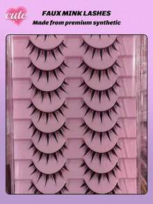 10/7 Pairs Natural Cartoon Style 3D Faux Mink False Eyelashes, Soft Lively Natural Realistic, Eyelash Extension Strip False Eyelashes - Black - View 5