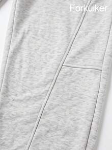 Celana Jogging Pria Abu-abu Motif Bunga, Potongan Lebar, Pinggang Bertali, Kain Elastis Lembut, Potongan Longgar - Light Grey - View 5