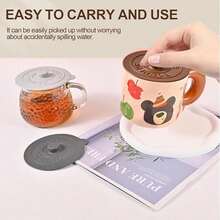 Tapa de silicona para taza - Tapa universal a prueba de polvo, apta para tazas, tazas de té, tazas de vidrio - Estilo nórdico en gris, amarillo, negro, blanco y talla grande - Apta para oficina, hogar, escuela, uso en cocina - Regalo perfecto para familia, colegas, amigos - Opción ideal para uso diario - Multicolor - Ver 5