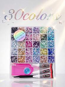 ZUI DREAM 30 Colors | 40,000pcs Rhinestones With B7000 Glue | Complete Rhinestone Set For Clothing, Shoes And Crafts | DIY Diamond Painting Accessories And Handmade Gemstones - Rhinestone Set - View 3