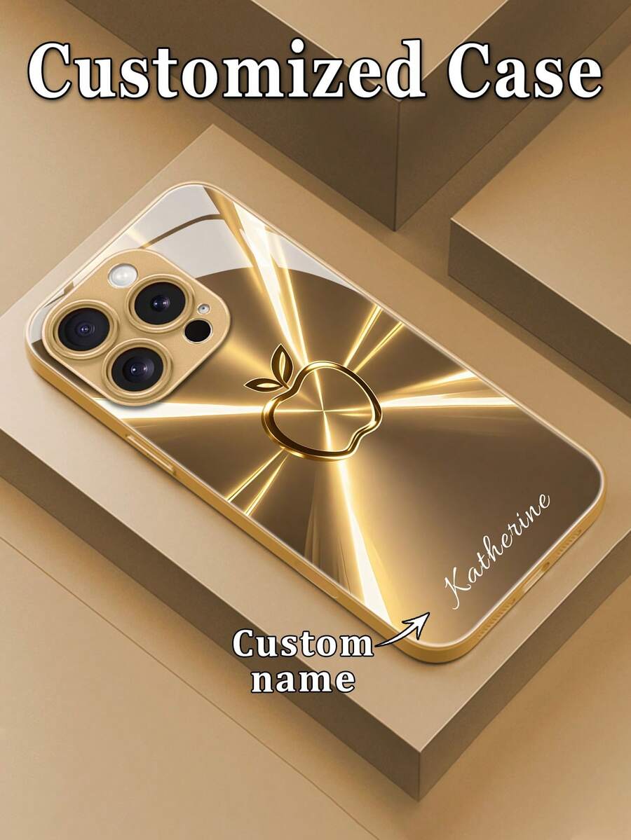 1 pieza Funda de teléfono de vidrio de alta definición personalizada, patrón de impresión de manzana degradada, adecuada para Apple 16 Pro Max/15/14 Plus/13 Pro/12 Pro Max/11/XsMax/8/7/6Plus y S24 Ultra/S25 Ultra, elegante colorida linda divertida minimalista, funda de teléfono personalizada única y linda, regalo ideal para novio, novia, familia, amigos, abuelos, aniversario de pareja, cumpleaños