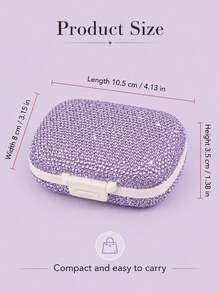 Caja de pastillas portátil y brillante, organizador compacto y sellado de múltiples compartimentos, dispensador de medicación portátil de 7 días, pequeña caja de joyas - Plateado - Ver 5