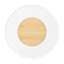 Round Coffee Table With Ribbed Cylindrical Base, Table With White-Wood-Colored Two-Tone Tabletop Made Of MDF And PVC, Living Room Table For The Living Room, Compact Side Table For Small Apartments - 白色 - 查看 8
