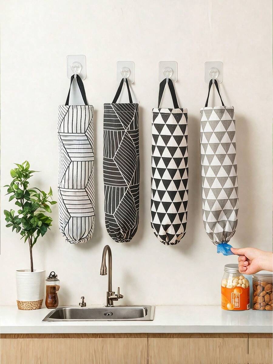 1pc Plastic Bag Storage Rack, Suitable For Kitchen, Behind Door Storage, Kitchen Organization, Kitchen Essentials, Kitchen Accessories, Bathroom Accessories, Home Kitchen Tools, Kitchen Decor - Multicolor - View 1