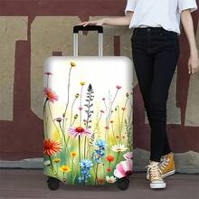 1件裝花卉印花行李套，適用18-32英吋行李箱，防塵彈性旅行配件，有效保護您的行李 - 查看 1