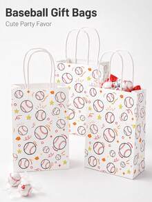 10pcs Baseball Theme Gift Bags, Cute Sports Party Favor Paper Bags With Handles, Suitable For Birthday, Team Celebration, Candy, Snacks And Small Gifts - View 1