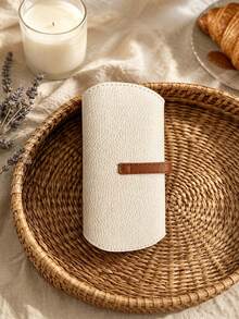 French Cream Style Soft Leather Eyeglass Case For Women, Portable Anti-Scratch Litchi Grain Fashion Glasses Storage Bag - Multicolor - View 3