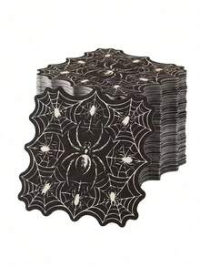 16pcs/Pack Black Spider Web Design Disposable Napkins, Suitable For Halloween, Horror Theme Party, Haunted House Event, Halloween Family Gathering Table Decor And Halloween Birthday Party Decoration - Multicolor - View 7