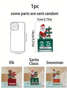 1pc Santa Claus Christmas Tree Wooden Calendar Desktop Decor Ornament, Birthday Gift, Graduation Gift - / - View 6