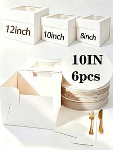 Cake Box With Cake Board, 12 Inch High Cake Box, Cake Transport Container, White Cake Tray Holder For Baking Foods Cookies Desserts Pastries Cupcakes Bakery (12 X 8 Inch) - View 12