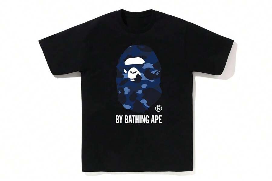 Ape Head Graphic Tee,Camiseta con Gráfico de Cabeza de Simio, Estilo Retro Punk Urbano, 100% Algodón, Cuello Redondo, Unisex, Camiseta de Verano para Uso Diario - Negro - Ver 1