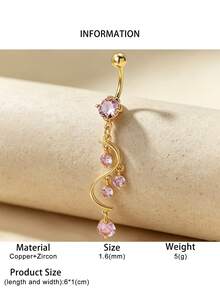 1pc Sexy Spiral Zirconia Navel Ring, Body Piercing Jewelry For Women, Party Accessory - Spiral - View 14