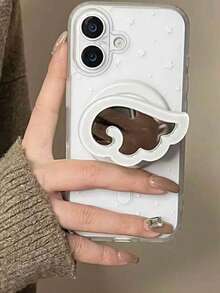 White Line Wing Mirror Magnetic Phone Stand, Compatible With Magnetic Phones, Strong Adsorption Desktop Slouchy Stand, Phone Holder With Built-In Mirror - Multicolor - View 5