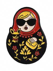 1pc Cute Mixed Color Matryoshka Doll Pattern Brooch, Lapel Pin For Clothes And Backpack, Friendship Gift, Unisex Daily Accessory - Multicolor - View 12