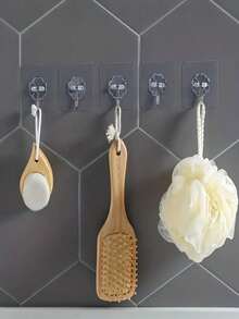 Strong Load-Bearing Transparent Clover Adhesive Hooks, Waterproof, Oil-Resistant, Non-Damaging To Walls, Multi-Purpose Hooks For Kitchen, Bathroom, Bedroom - White - View 4