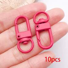 10pcs Multicolor Painted Mini D Shape Swivel Lobster Clasps Spring Snap Hooks With Rotating Ring For DIY Keychains Bag Charms Pendant Findings - Multicolor - View 9