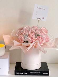 1Pc Solid Color Round Hug Bucket, Empty Floral Arrangement Gift Box, DIY Flower Packaging Container, Decorative Flower Bucket, Holiday Gift Box Table Ornament For Valentine's Day, Wedding, Festival & Home Decorations - One Size - View 2