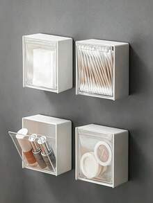 4pcs Wall-Mounted Storage Boxes - Cosmetic Storage Box, Jewelry Storage Box, Plastic Storage Rack, For Organizing And Storing Dental Floss, Hair Ties, Hair Clips, Powder Puffs And Other Items. Suitable For Home, Dorm, Commercial Space - Multicolor - View 5