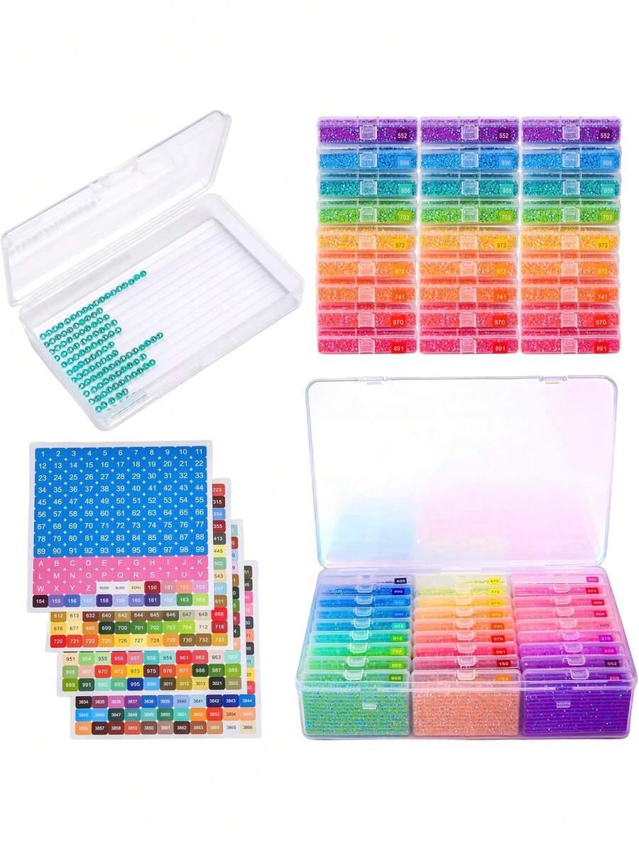 Diamond Painting Storage Box Tray White | 3-In-1 Diamond Painting Tray With Lid, Detachable Tray, Diamond Painting Accessories, Diamond Painting Storage - A - View 1